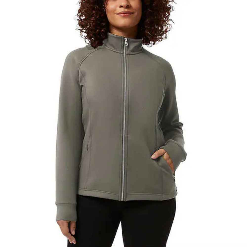 SOILED 32 Degrees Heat Women Active Full Zip Jacket Castor Gray Size L $60 TT026